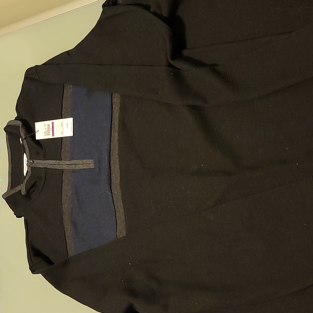 Multicolor Calvin Klein quarter-zip sweater...black/navy/gray
